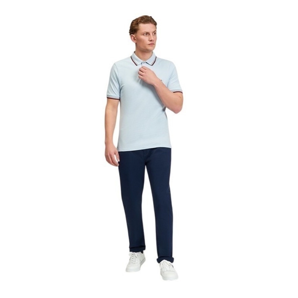 BEN SHERMAN Short Sleeve Signature Pique Polo in Powder Blue, Size XL